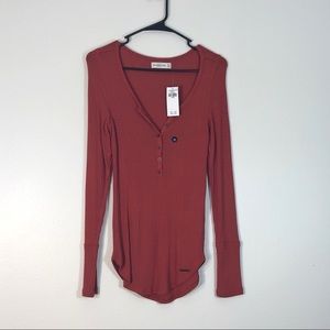 Abercrombie & Fitch Waffle Button Up Top